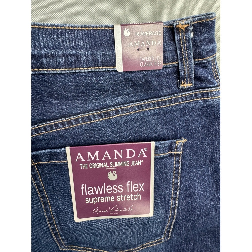 Gloria Vanderbilt Amanda Tapered‎ Leg Classic Rise Dark Wash Jeans Womens 16 NEW - Picture 11 of 13